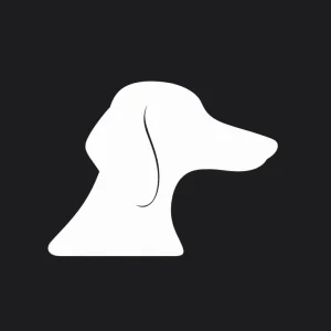 White long-haired dachshund silhouette on a dark background.