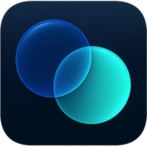 Nominal Ops blue and violet flywheel icon.